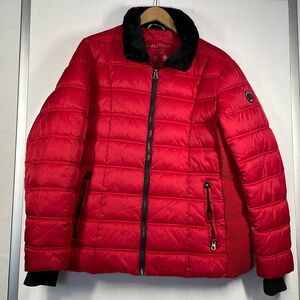 Nautica Red Puffer Water Resistant Midweight Jacket Sz XXL